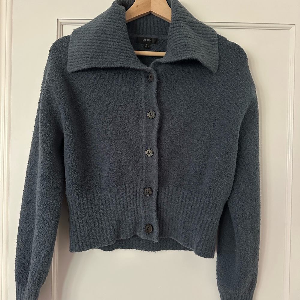 J.Crew Navy Button-Up Cropped Cardigan Sweater and Tank Set